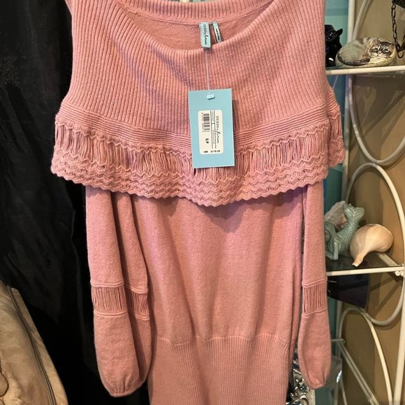 Sleeveless Pink Marciano Knit Top Long Sleeve S Small - Picture 1 of 5